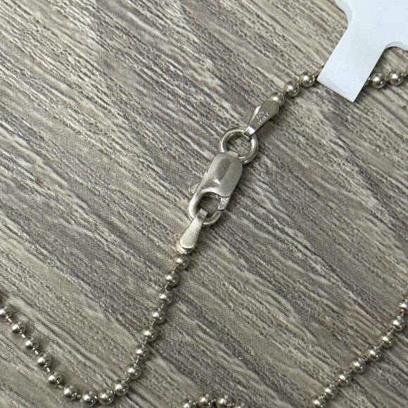 18 Inches Italy Sterling Silver Beaded Chain Necklace - Picture 3 of 3